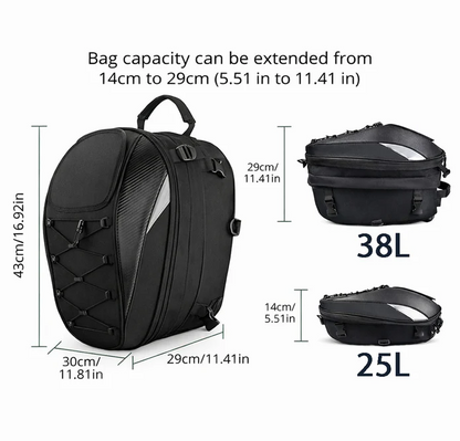 FGP™ Universal Expandable Motorcycle Tail Bag/Backpack (25L-38L)