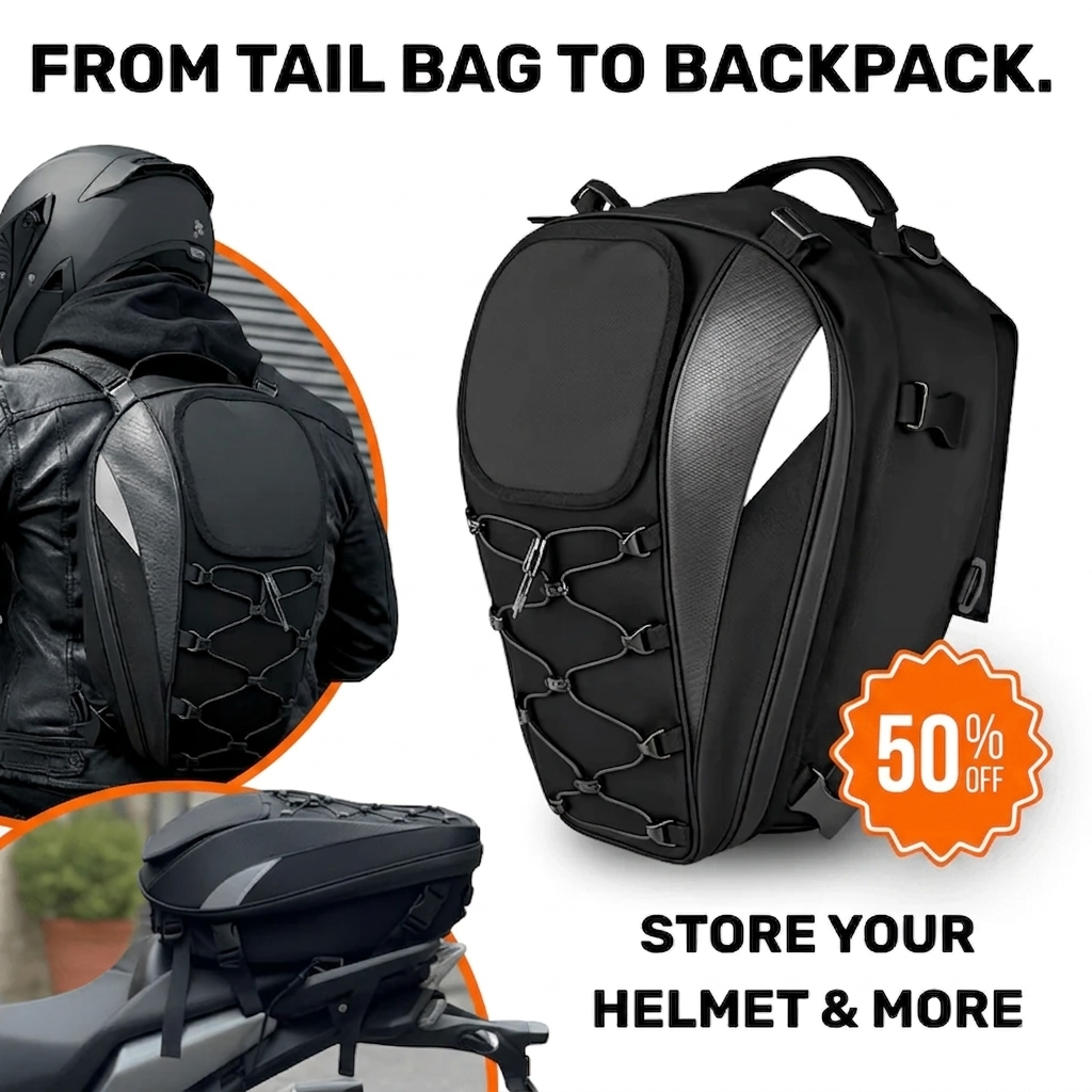 FGP™ Universal Expandable Motorcycle Tail Bag/Backpack (25L-38L)